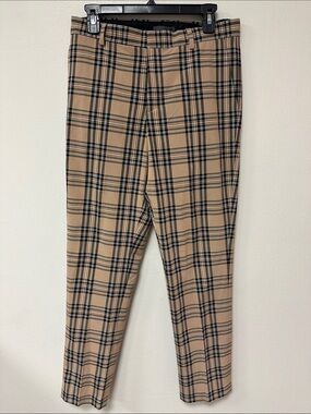 H&M Beige Plaid Tailored Pants